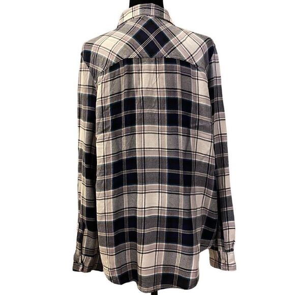 Aeropostale Navy and‎ White Plaid Flannel Long Sleeve Button Down Top Sz XL - Picture 4 of 13